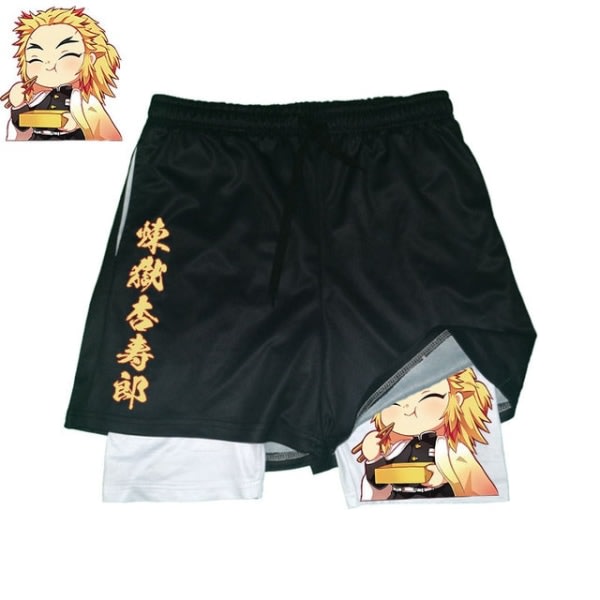 Anime Demon Slayer GYM Shorts Mænd 2 i 1 Åndbare Gymshorts Style 1 6XL