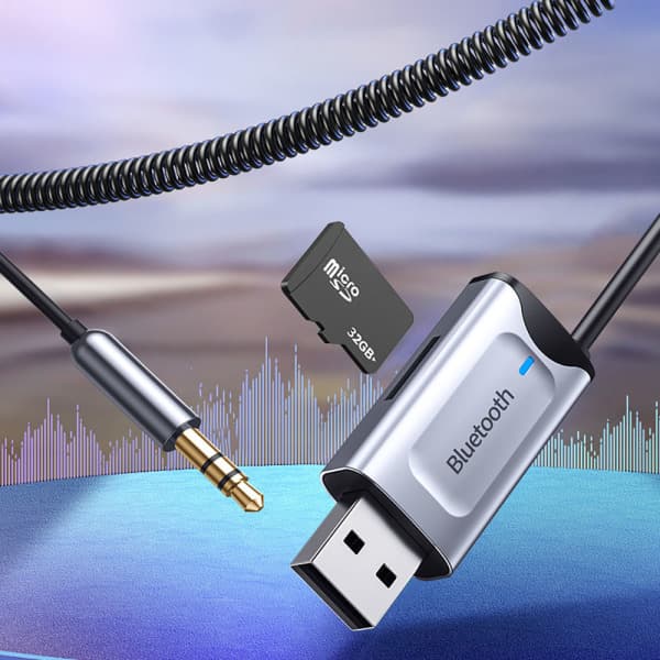 Bluetooth 5.3-mottaker for bil med Aux- og USB-port