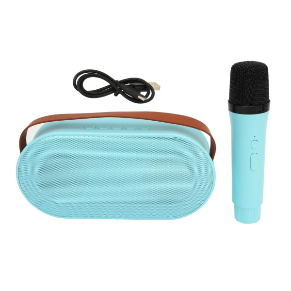 Minikaraokekone värikäs valo Type C Bluetooth 5.0 kaiutin langaton sininen mikrofoni syntymäpäiväjuhliin