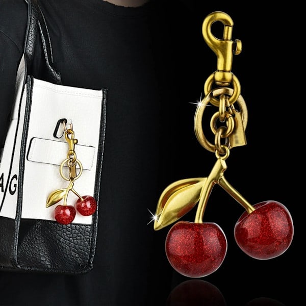 Søt Rød Kirsebær Nøkkelring Kirsebær Veske Charm Søt Kirsebær Charm Hengesmykke For Håndveske Bursdag Nøkkelringer Smykker For Jente Gaver Rød One Size