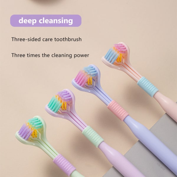 Pakke med 2 3 4 tresidige tannbørster Myk tannbørste for voksne V-formet tannbørste Sklisikker tannbørste