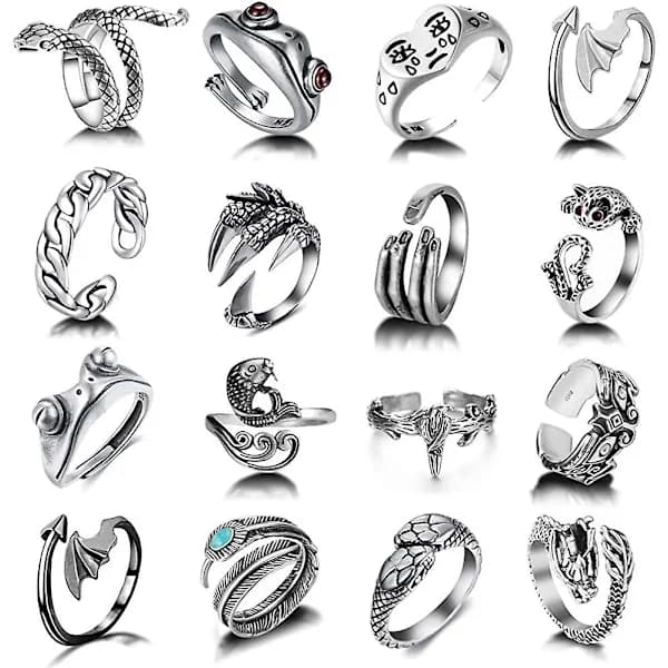 Öppna ringar set knogring ormring boho fingerring för kvinnor män flickor
