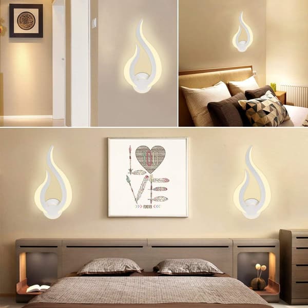 LED-vägglampor, 9W, varmvit, flammformad, akryl, inomhusbelysning, för vardagsrum badrum korridor sovrum