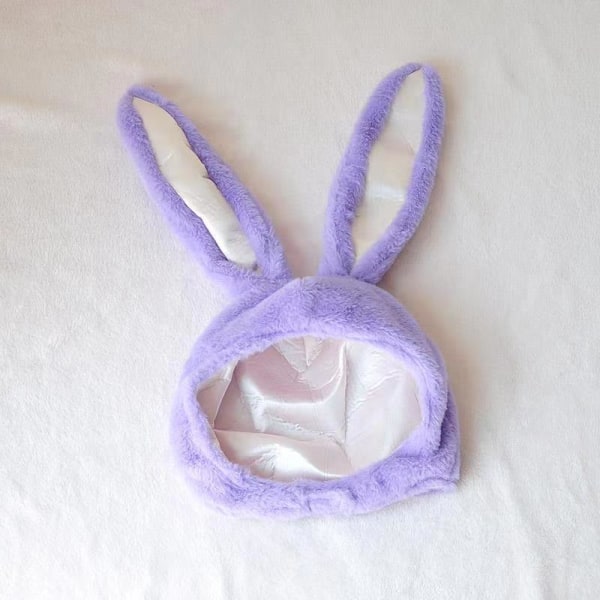 Bunny Hat Varme Plys Ører Sød Dekoration Kostume Bunny Hat til Kvinder Mænd Halloween Påske Lilla
