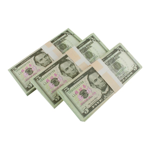 Leksakspengar - 5 Amerikanska dollar (100 sedlar) Green Grön