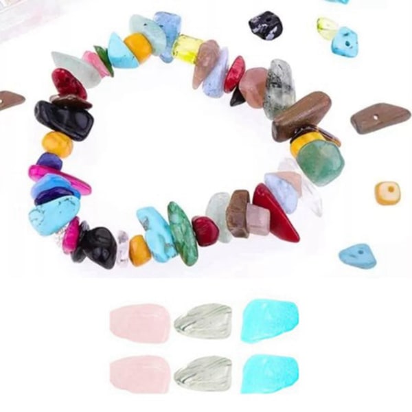15 farger knuste steinperler Naturlig uregelmessig formede løse perler for DIY-smykker Halskjede Armbånd øredobber