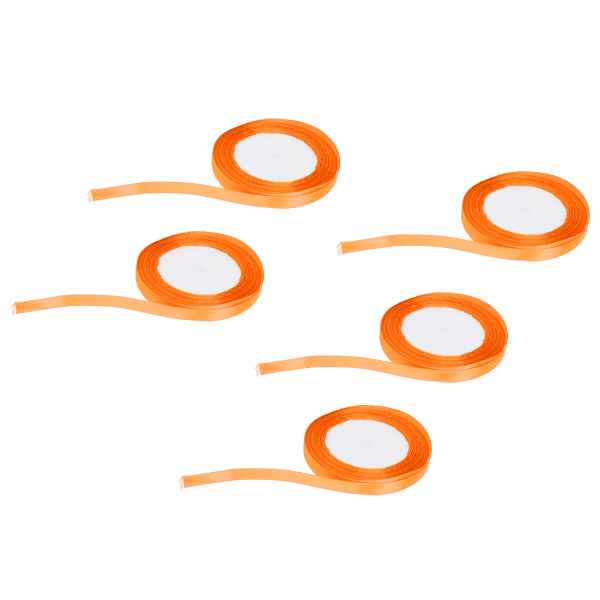 5kpl / set satiininauha 22m pitkä 10mm leveä hääjuhlakoristelu DIY-tarvikkeet lahjakakkujen karkkirasiaan käärimiseen Oranssi