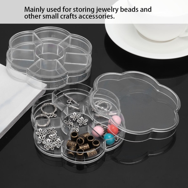 2 stk gjennomsiktig plast 7 rutenett smykkeperler Craft Integrert oppbevaringsboks Etui Organizer