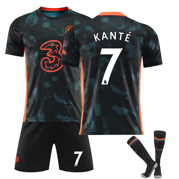 2021-2022 Chelsea 2 borta sett nr 7 N'Golo Kant T-skjorte Uniform fotbollströja for voksne og barn 2XL