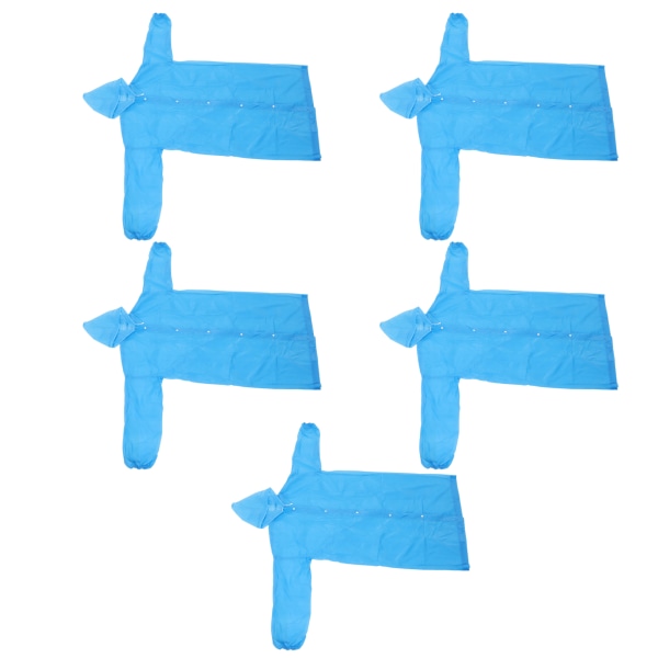 5 kpl hupullinen sadetakki, paksunnettu EVA nopeasti kuivuva uudelleen käytettävä yksiosainen hupullinen sadeponcho takki aikuisten ulkomatkoille Sininen