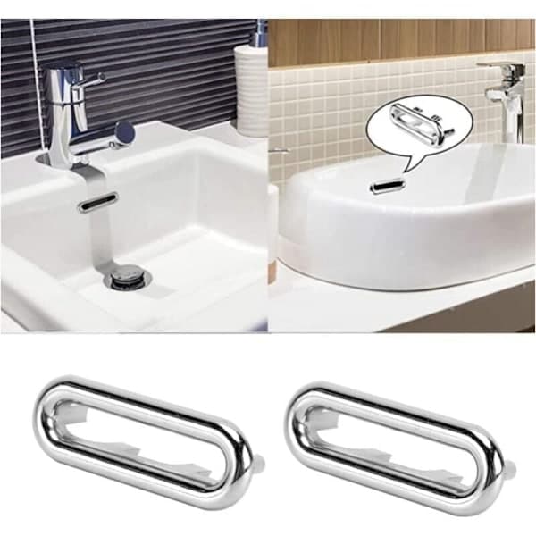Set med 4 diskbänksöverströmningsringar, överströmningshål, silver, kök, badrum, diskbänkslock, överströmning, avloppslock, överströmningsring