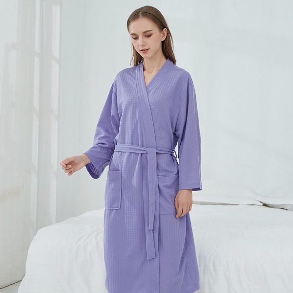 Unisex badekåpe Lett lårlengde spakåpe for menn Kvinner Hjemmeservice Hotel Light Purple XL (60-70 kg)