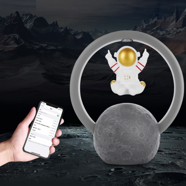 Bluetooth-høyttaler RGB Light Touch Justering 360-graders surround magnetisk levitasjon Astronaut-høyttaler 598A gull