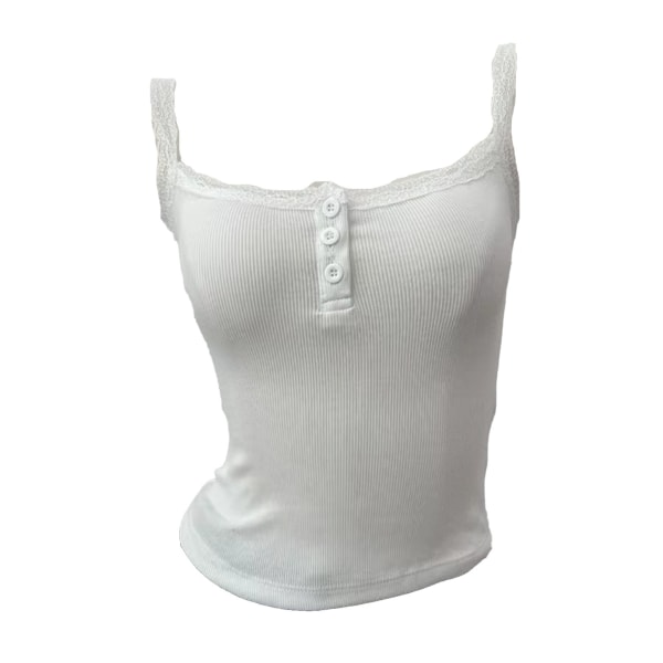 Naisten Camisole-puuvillapitsiset topit sisäänrakennetuilla rintaliivit laihduttavilla monikäyttöisillä mausteisille tytöille Valkoinen Ilmainen koko (40-62,5 kg)