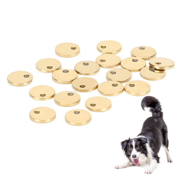 20 kpl DIY pyöreä riipus ruostumattomasta teräksestä koiranlappu reikäkorujen valmistustarvikkeella Kulta 6mm