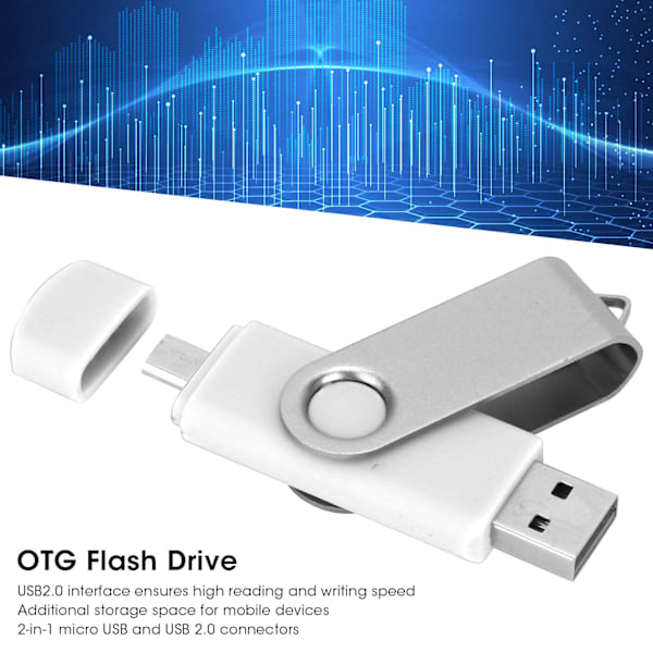 2 i 1 USB-minne OTG USB-minne Micro USB Datalagring Vit CW10040128GB