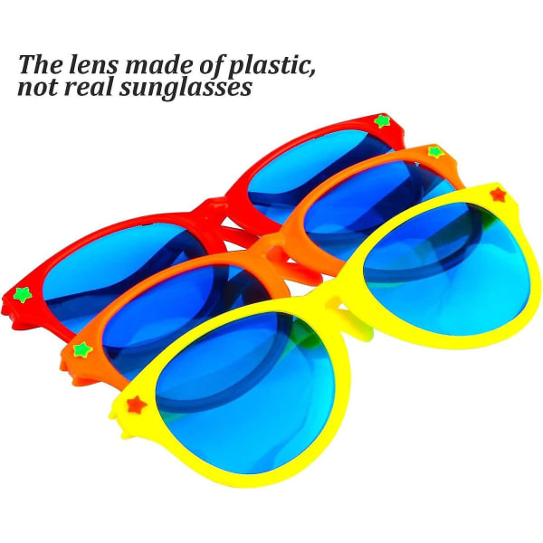 6 dele Jumbo Solglasögon Plast Farveglada Jumbo Glasögon For Beach Costume Fancy