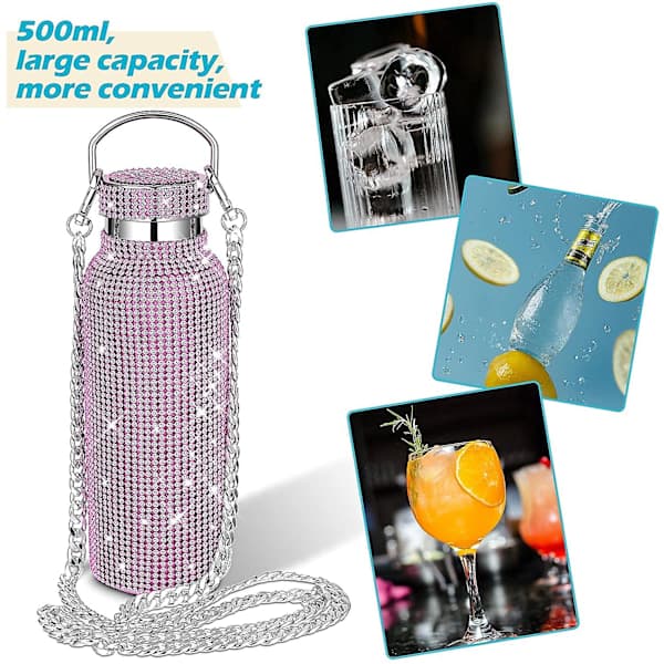 Diamant vannflaske Bling Rhinestone rustfritt stål 600ml