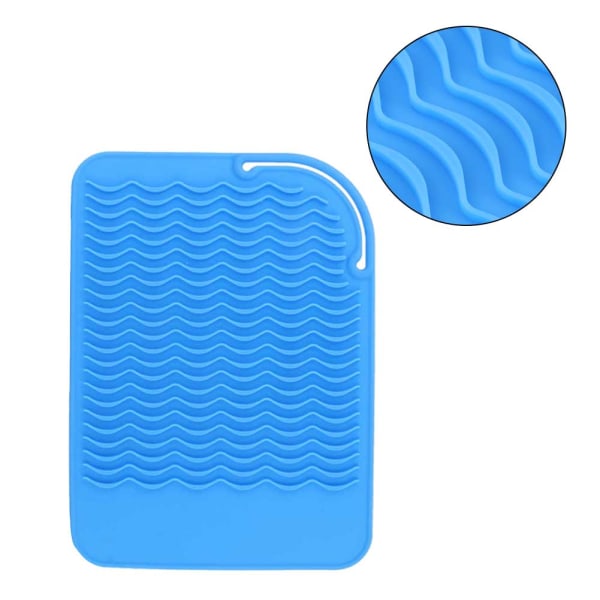 Varmebestandig varmeisoleringspude Foldbar måtte til elektrisk hårrullestang (blå)