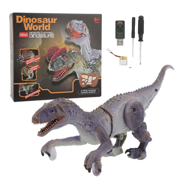 Fjernkontroll Dinosaur Model 2.4G Realistisk Gående Brølende Pedagogisk RC Dinosaur Leke for barn Velociraptor
