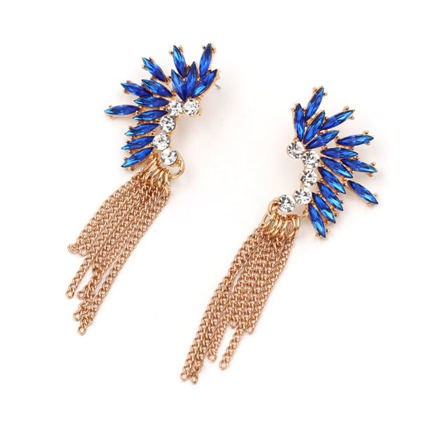 Kvinder øreringe Rhinestone Metal Øredråber Smykker Tilbehør Forøg charme (blå)