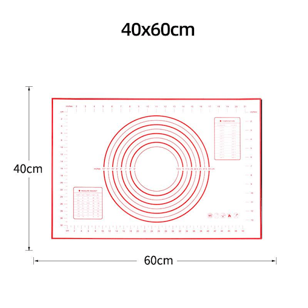 Silikoninen Leivontamatto Leivontapelti Pizza Taikinanvalmistaja Leivonnaiset Keittiövälineet Tarttumaton Taikinanpyörittelymatto Keittiövälineet Leivontavälineet Red 30x40cm