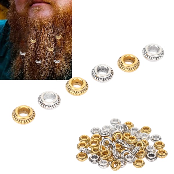 50 stk Zinklegering Hår Dreadlocks Ringe Guld Sølv Hår Skæg dekorationsringe DIY smykker tilbehør