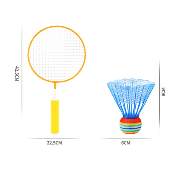 Barn badmintonracketsett Stort netting mykt anti-skli håndtak Komfortabelt grep Barn badmintonracketer med 2 baller Gul