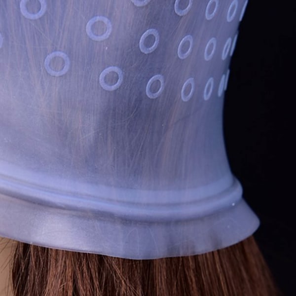Hårfarging Fremhevende lue myk silikon Gjenbrukbar hårfarging DIY-lueverktøy med heklenål Hvit