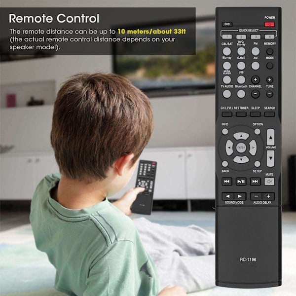 Paris_RC1196 Kaukosäädin Yhteensopiva DENON Audio Video -vastaanottimen AVR-X520BT AVR-S500BT kanssa