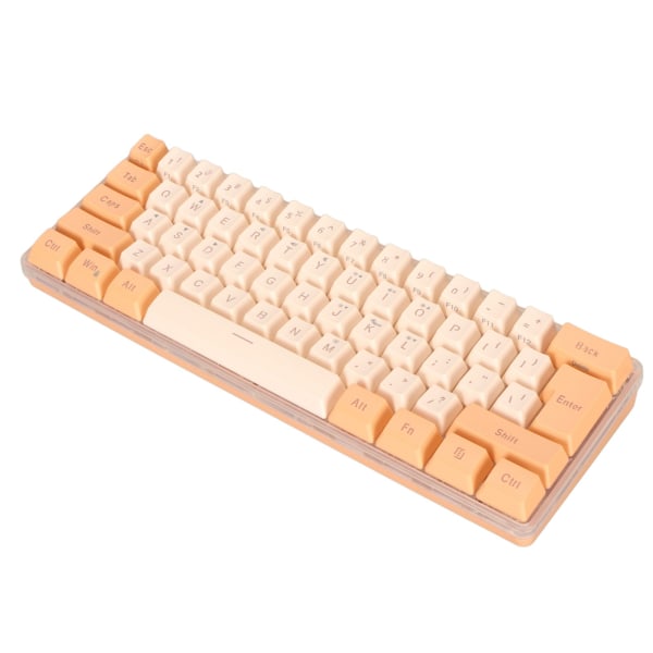 60 % kablet spilltastatur RGB minitastatur imitert mekanisk teknikk Kompakt 61 taster tastatur for spillerskriver oransje gul