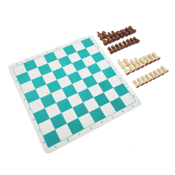Set, jäljitelmä puumuovia, kiiltävät kevyet shakkinappulat PU-shakkilaudalla aloittelijoille
