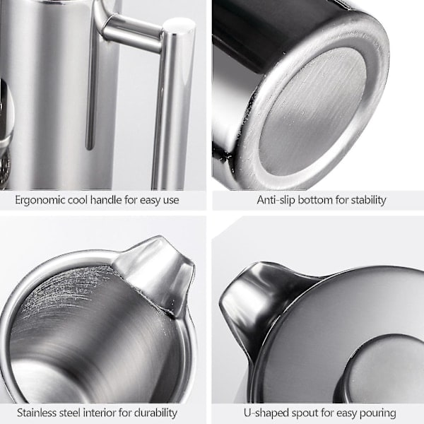 350ml/800ml/1000ml Rostfritt stål Fransk presskanna Kaffetillverkare Dubbelväggig isolerad Kaffetillverkare BY 350 ml 350 ml