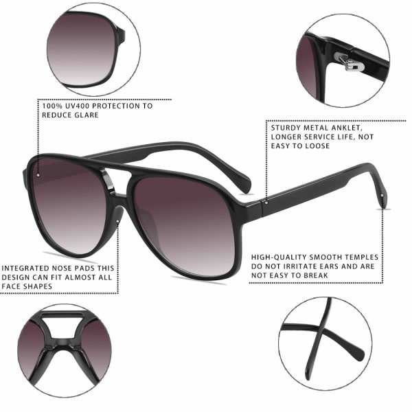Klassiset Vintage Aviator -aurinkolasit naisille ja miehille, suuret – PA