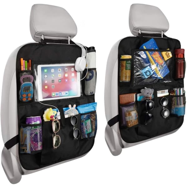 2st bilbaksätesskydd - genomskinlig iPad-hållare för enkel förvaring av leksaker/böcker/flaskor/mat
