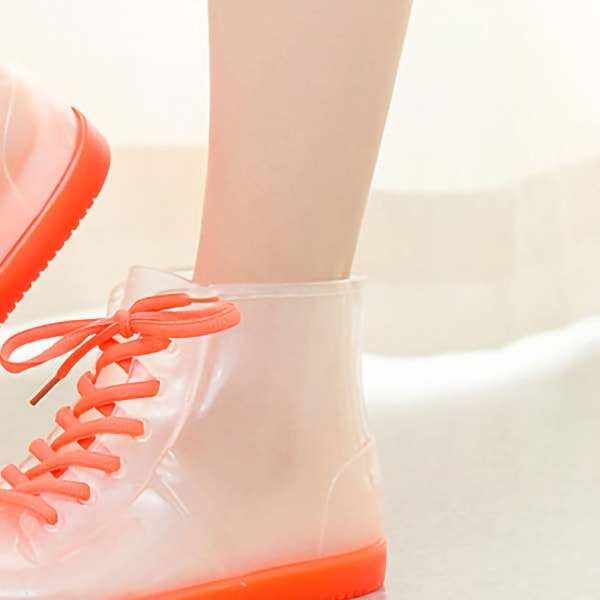 Korte regnstøvler Gennemsigtigt design Skridsikkert mode Elegant stil Holdbar PVC vandtætte sko til voksne Udendørs Gennemsigtig Orange (Enkelt) 39