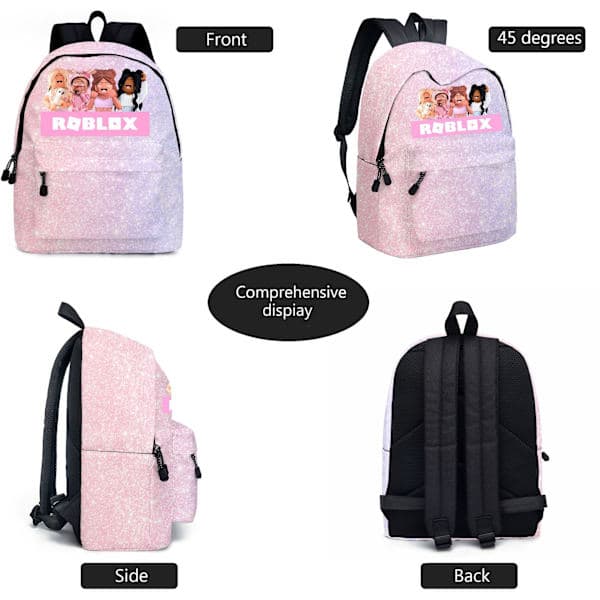 Tegnet Roblox Rygsæk til Skolebørn - Pink D4ROBLOX Design