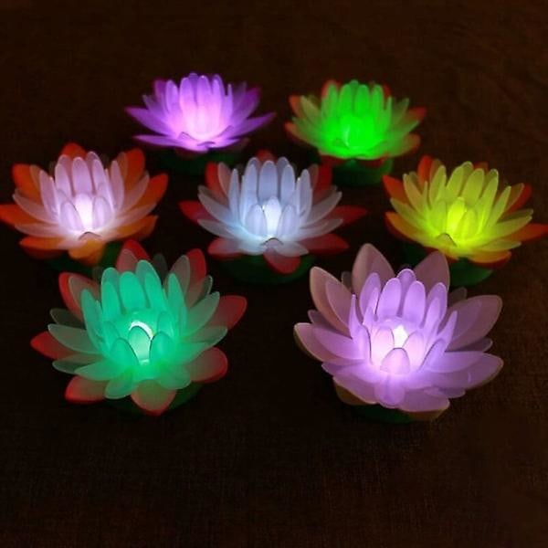 2 stk lilla LED flytende lotuslys vanntett solcellepool vannlilje flytende lykt lotusblomst for hage basseng
