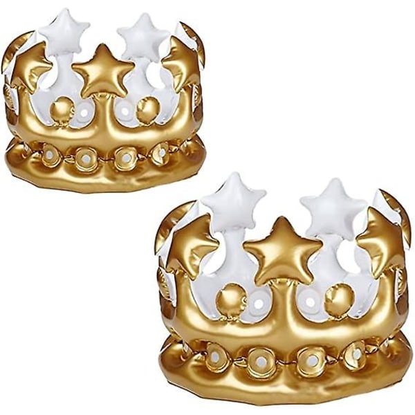 2st uppblåsbar krona för vuxna Kings Queens Crown kungliga maskeraddräkter Karnevalsfestdekorationer 23cm x 19cm