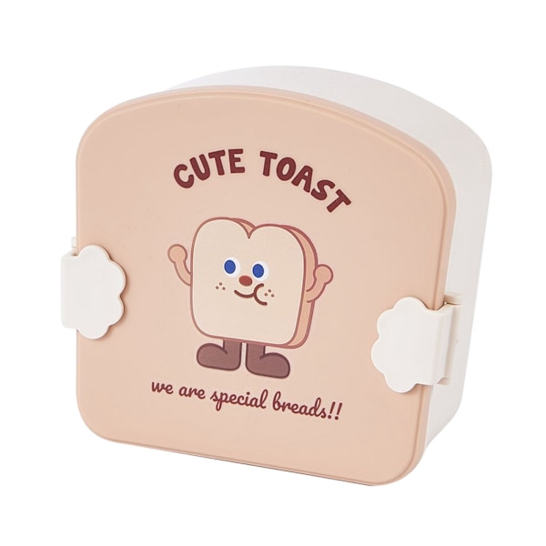 Khaki Toast Mönster Lås Barn Bento Box Tecknad Utseende Delare Matlåda Skola Bärbar Lunch Förvaring Låda