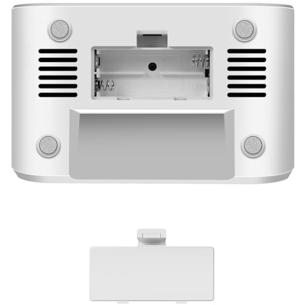 Klokkeradio Temp/Luftfuktighet USB-C/Batteridrift Hvit