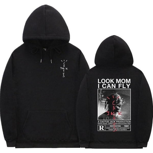 Cactus Jack Hoodie Mænd Kvinder Dobbeltsidet print Udseende Mor I Can Fly Travis Scott Hættetrøjer Unisex Hip Hop Streetwear Q02158*black M.pa
