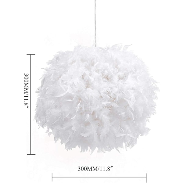 Letvægts lampeskærm, fluffy lampeskærm Lampskærm Lysdæmper til bordlampe og gulvlampe, soveværelse 30 cm diameter, hvid