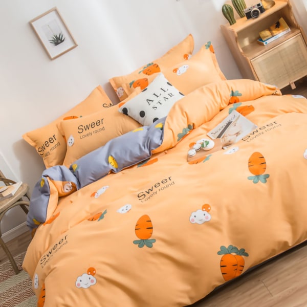 Hudvänligt cover Förtjockad polyester Mjukt borstat cover Quilt Sängkläder för sovsal Sovrum Morot 180x220cm