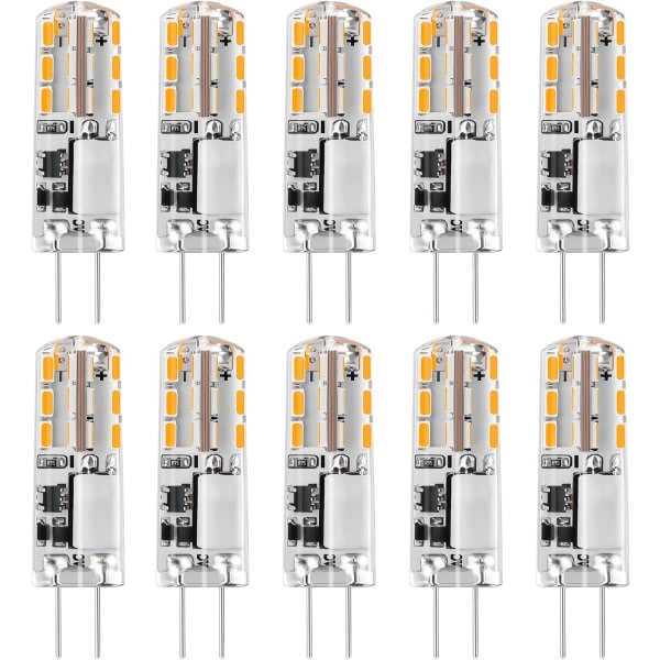 10x G4 LED-lampor 12V AC/DC Varmvit 3000K2W, Ej dimbar ljus