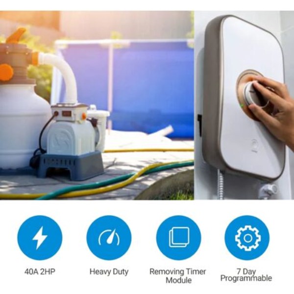 Vandtæt digital timerboks til poolpumpe Programmerbar kontrolkontakt til spa-motor AC 220V--.pa