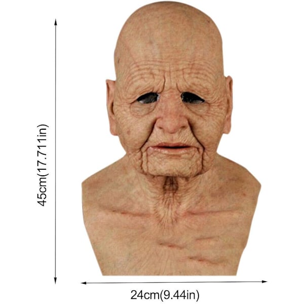 Halloween-lateksinaamio - vanhan miehen koriste realistinen kasvonaamio ihmisen rypyille Old Man-a