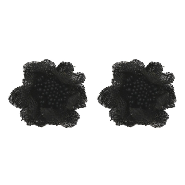 Fasjonable kvinner dame blomst formet tøy øredobber ørestikker smykker tilbehør (svart)