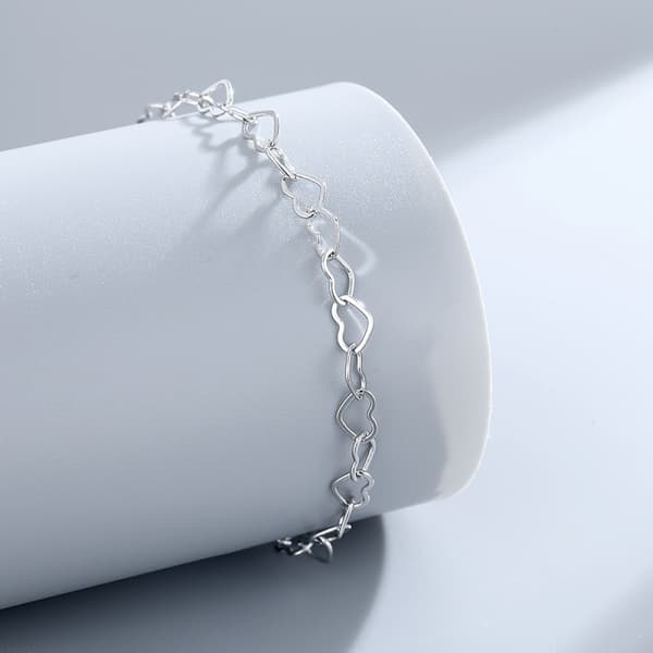 Bettelarmbånd 5mm Sterling Sølv Rolo Hjerte Lenke Armbånd
