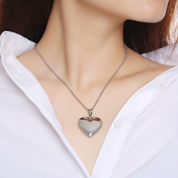 2ST Kaulakoru Valokuva Kuva Locket HOPEA Hopea Silver